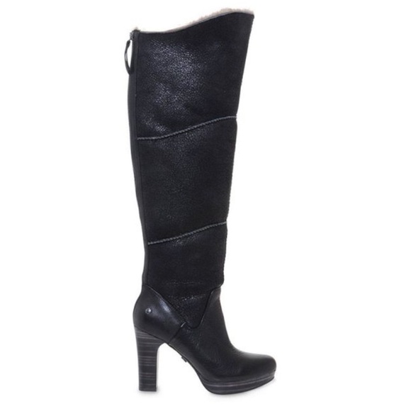 UGG Over The Knee Boots In Black Leather And Suede - Picture 1 of 16
